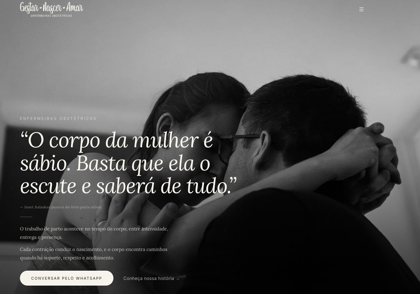Hero section do site Gestar Nascer Amar — landing page focada em conversão